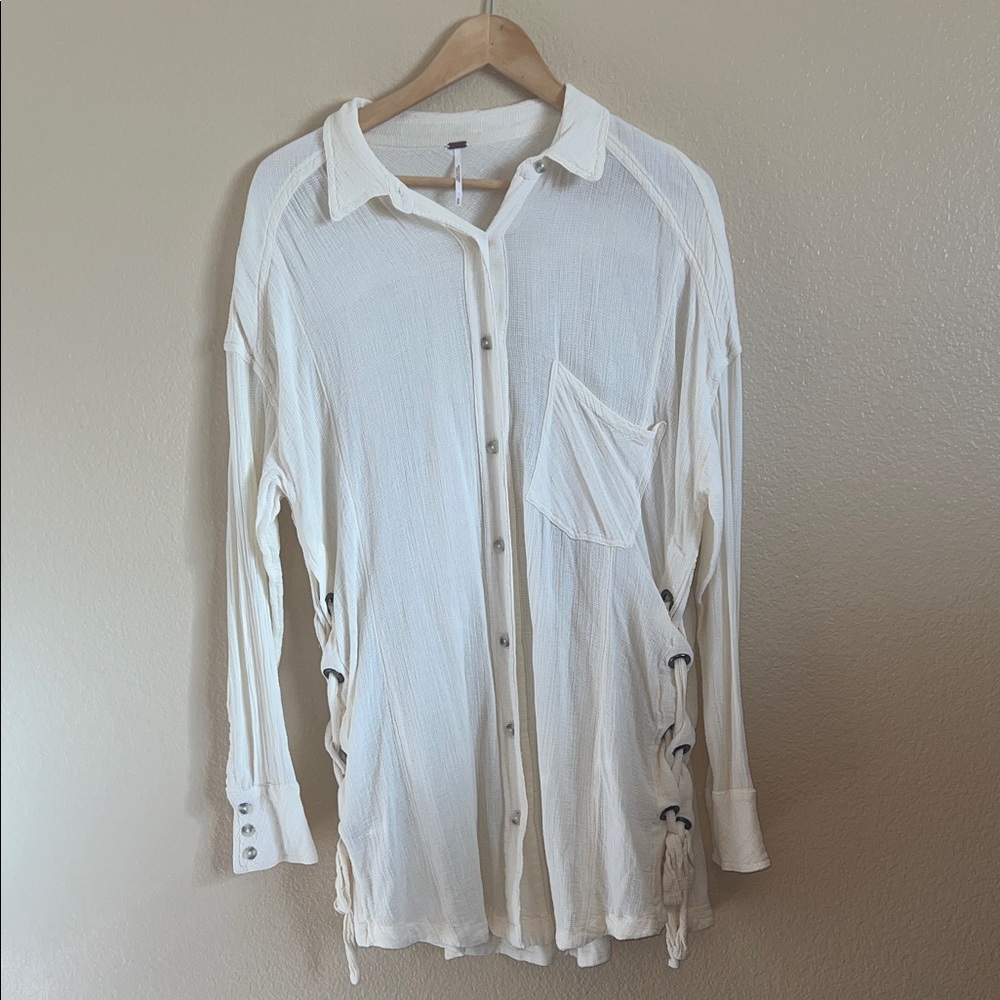 Free People White Long Sleeve Dress